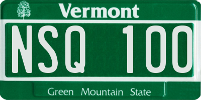 VT license plate NSQ100