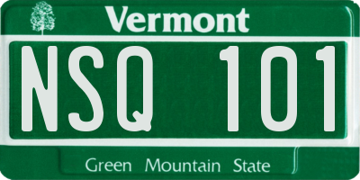 VT license plate NSQ101