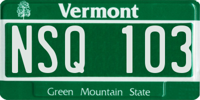 VT license plate NSQ103