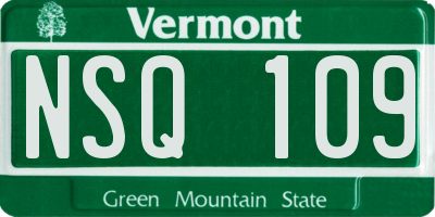 VT license plate NSQ109