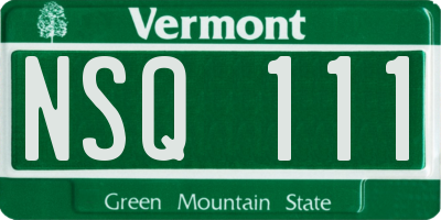 VT license plate NSQ111