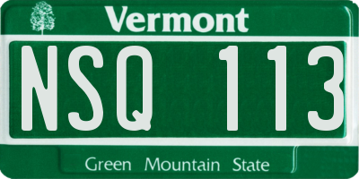 VT license plate NSQ113