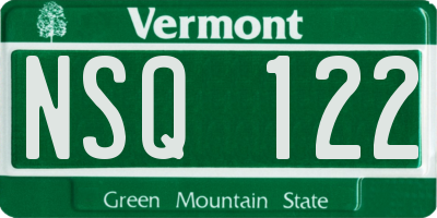 VT license plate NSQ122