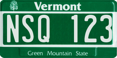VT license plate NSQ123