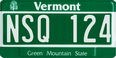 VT license plate NSQ124