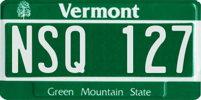 VT license plate NSQ127