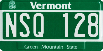 VT license plate NSQ128