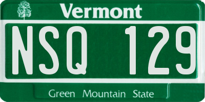 VT license plate NSQ129