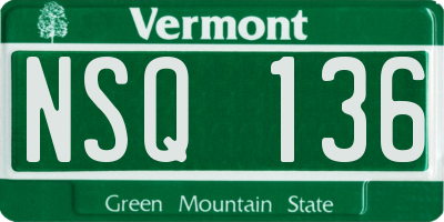 VT license plate NSQ136