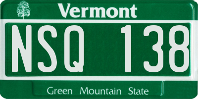 VT license plate NSQ138