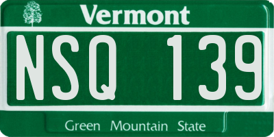 VT license plate NSQ139