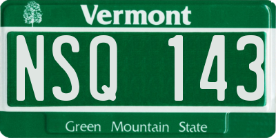 VT license plate NSQ143