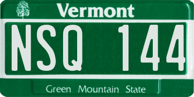 VT license plate NSQ144