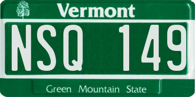 VT license plate NSQ149