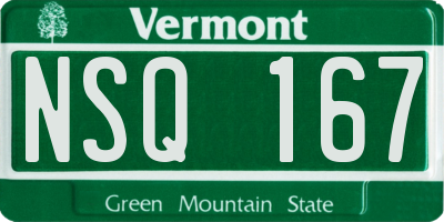 VT license plate NSQ167