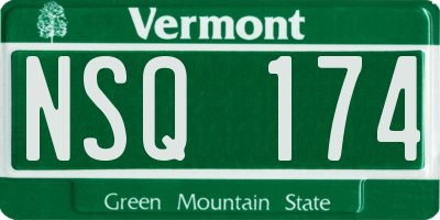 VT license plate NSQ174
