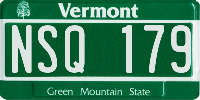 VT license plate NSQ179