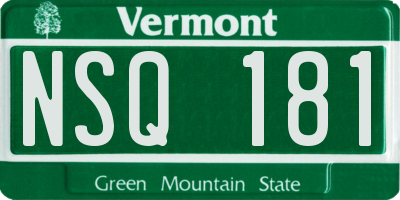 VT license plate NSQ181