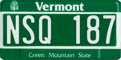 VT license plate NSQ187