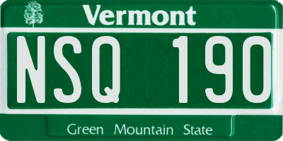 VT license plate NSQ190