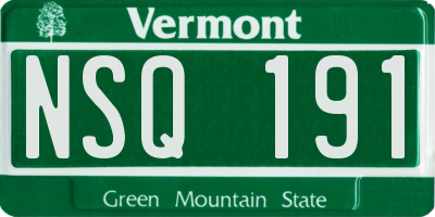 VT license plate NSQ191