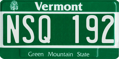 VT license plate NSQ192