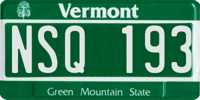 VT license plate NSQ193
