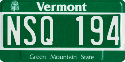 VT license plate NSQ194