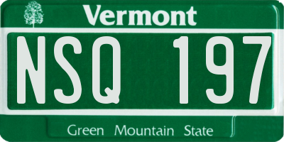 VT license plate NSQ197