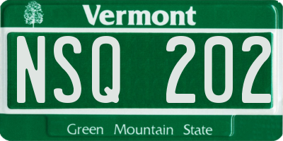 VT license plate NSQ202