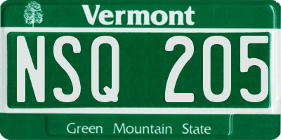 VT license plate NSQ205