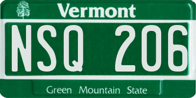 VT license plate NSQ206
