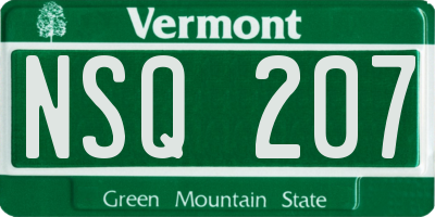 VT license plate NSQ207