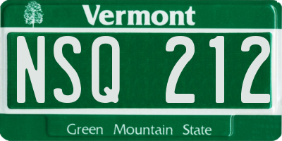 VT license plate NSQ212
