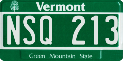 VT license plate NSQ213