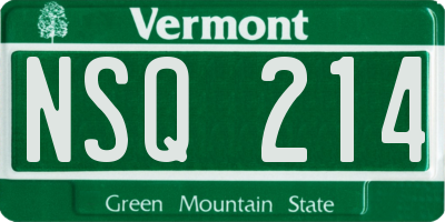 VT license plate NSQ214