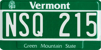 VT license plate NSQ215