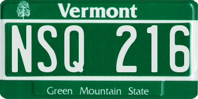 VT license plate NSQ216
