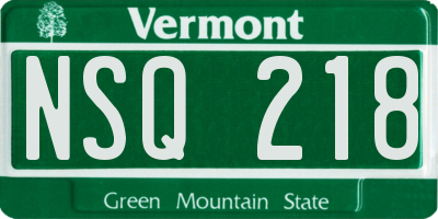 VT license plate NSQ218