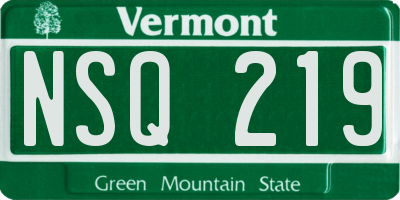 VT license plate NSQ219