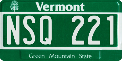 VT license plate NSQ221