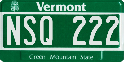 VT license plate NSQ222