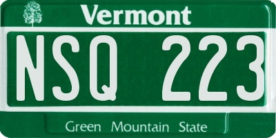 VT license plate NSQ223