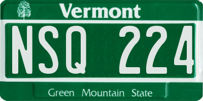 VT license plate NSQ224