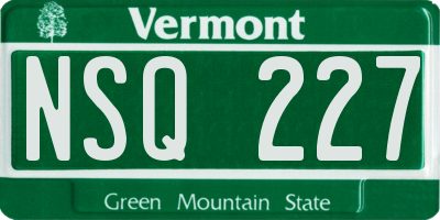 VT license plate NSQ227