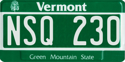 VT license plate NSQ230
