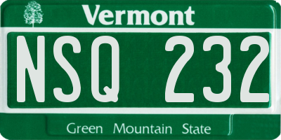 VT license plate NSQ232