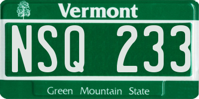 VT license plate NSQ233