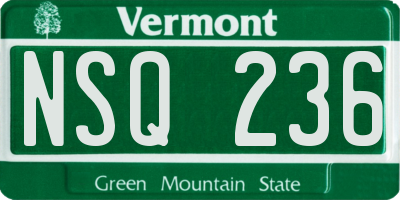 VT license plate NSQ236