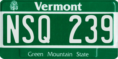 VT license plate NSQ239